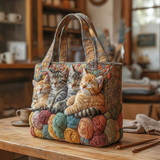 Borsa Tote Cozy Nap Squad — Usa a imagem de referência da mala como base principal. Mantém a mala igual ao original: mesmo formato, cores, padrão, alças, costuras, textura e proporções.

Cria uma foto
