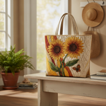 Borsa Tote Harvest Glow — Usa a imagem de referência da mala como base principal. Mantém a mala igual ao original: mesmo formato, cores, padrão, alças, costuras, textura e proporções.

Cria uma fotogr