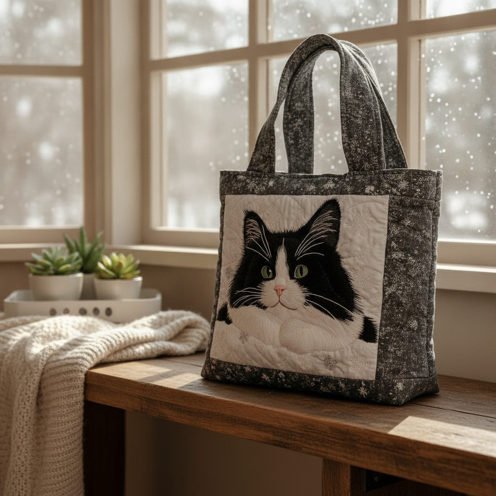 Borsa Tote Tuxedo Mood — Usa a imagem de referência da mala como base principal. Mantém a mala igual ao original: mesmo formato, cores, padrão, alças, costuras, textura e proporções.

Cria uma fotogra