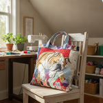 Borsa a Spalla Comfort Bulldog Sonnolento — Usa a imagem de referência da mala como base principal. Mantém a mala igual ao original: mesmo formato, cores, padrão, alças, costuras, textura e proporções