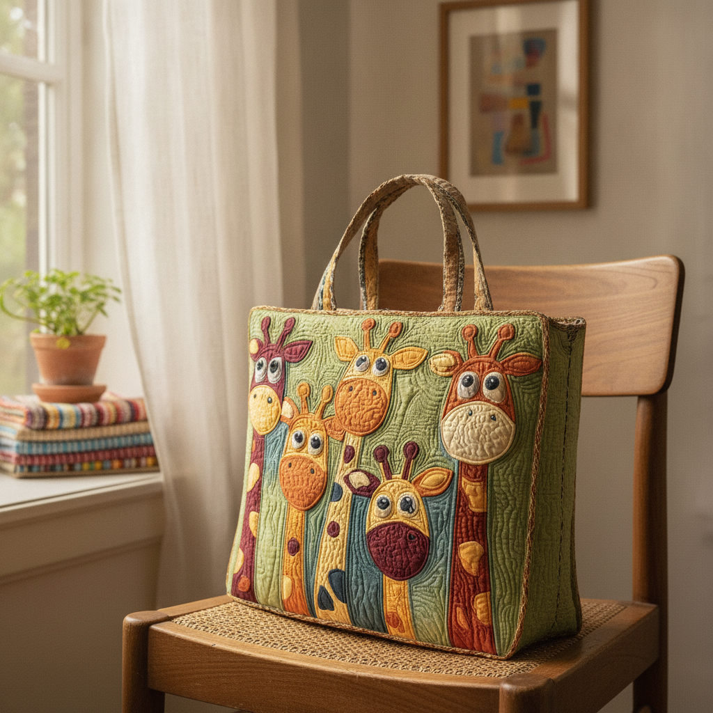 Borsa a Spalla Imbottita Giraffa — Usa a imagem de referência da mala como base principal. Mantém a mala igual ao original: mesmo formato, cores, padrão, alças, costuras, textura e proporções.

Cria u