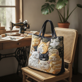 Borsa Tote Padded Sognante — Usa a imagem de referência da mala como base principal. Mantém a mala igual ao original: mesmo formato, cores, padrão, alças, costuras, textura e proporções.

Cria uma fot