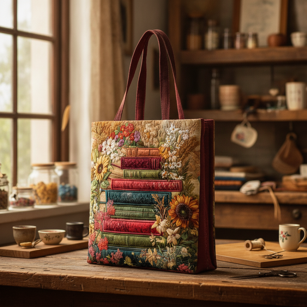 Borsa Tote Quiet Pages — Usa a imagem de referência da mala como base principal. Mantém a mala igual ao original: mesmo formato, cores, padrão, alças, costuras, textura e proporções.

Cria uma fotogra