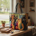 Borsa Tote Magica Pawprint — Usa a imagem de referência da mala como base principal. Mantém a mala igual ao original: mesmo formato, cores, padrão, alças, costuras, textura e proporções.

Cria uma fot