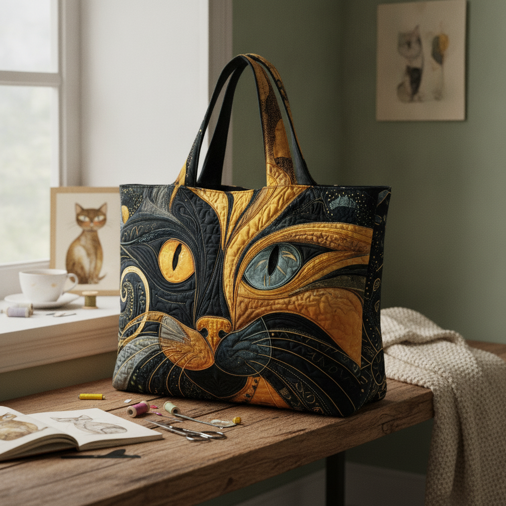Borsa Artigianale - Gatto Mistico — Usa a imagem de referência da mala como base principal. Mantém a mala igual ao original: mesmo formato, cores, padrão, alças, costuras, textura e proporções.

Cria 