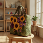 Borsa Tote Sunshine Field — Usa a imagem de referência da mala como base principal. Mantém a mala igual ao original: mesmo formato, cores, padrão, alças, costuras, textura e proporções.

Cria uma foto