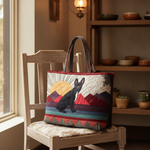 La Borsa Tote a Motivo Frenchie — Usa a imagem de referência da mala como base principal. Mantém a mala igual ao original: mesmo formato, cores, padrão, alças, costuras, textura e proporções.

Cria um
