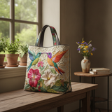 Borsa Tote Trapuntata Colibrì — Usa a imagem de referência da mala como base principal. Mantém a mala igual ao original: mesmo formato, cores, padrão, alças, costuras, textura e proporções.

Cria uma 