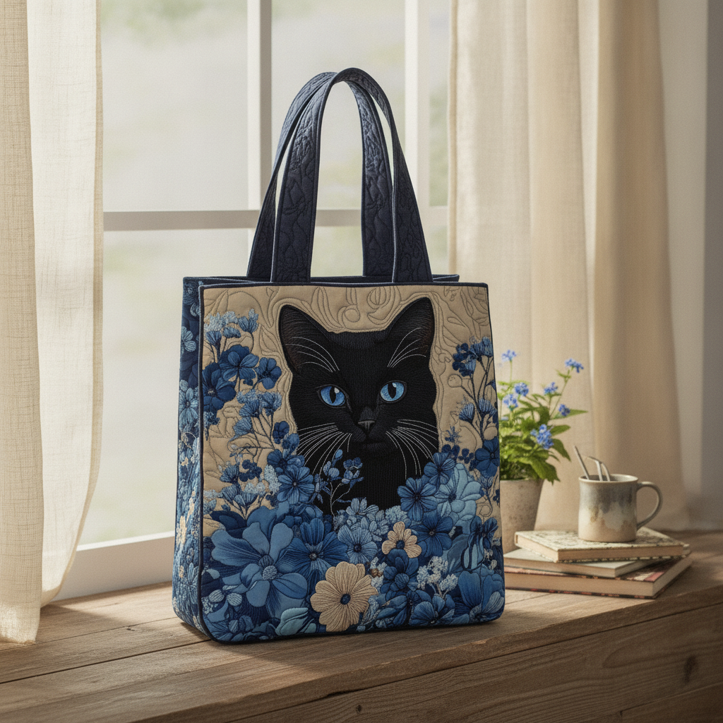 Borsa a Spalla Hydrangea Muse di Mezzanotte — Usa a imagem de referência da mala como base principal. Mantém a mala igual ao original: mesmo formato, cores, padrão, alças, costuras, textura e proporçõ