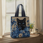 Borsa a Spalla Hydrangea Muse di Mezzanotte — Usa a imagem de referência da mala como base principal. Mantém a mala igual ao original: mesmo formato, cores, padrão, alças, costuras, textura e proporçõ