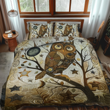 Set di Biancheria da Letto in 3 Pezzi con Gufo Delizioso