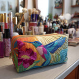 Borsa per Trucco Trapuntata Colibrì