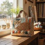 Borsa Tote Muse Whisker Patch — Usa a imagem de referência da mala como base principal. Mantém a mala igual ao original: mesmo formato, cores, padrão, alças, costuras, textura e proporções.

Cria uma 