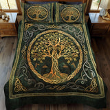 Set di Biancheria da Letto in 3 Pezzi Albero della Vita Celtico Dorato