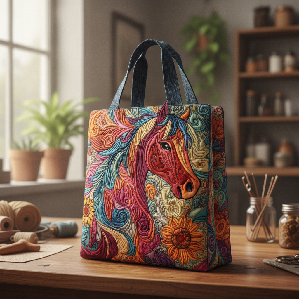 Borsa Tote Stallone Braci d'Autunno — Usa a imagem de referência da mala como base principal. Mantém a mala igual ao original: mesmo formato, cores, padrão, alças, costuras, textura e proporções.

Cri
