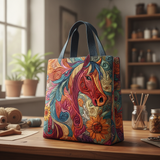 Borsa Tote Stallone Braci d'Autunno — Usa a imagem de referência da mala como base principal. Mantém a mala igual ao original: mesmo formato, cores, padrão, alças, costuras, textura e proporções.

Cri