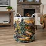 Cesto per la Lavanderia Forest Escape — Usa a imagem de referência do cesto como base principal. Mantém o cesto igual ao original: mesmo formato, cores, padrão, pegas, textura e proporções.

Cria uma 