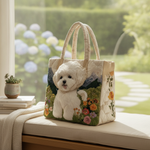 Borsa a Spalla Trapuntata per Amanti dei Cani — Usa a imagem de referência da mala como base principal. Mantém a mala igual ao original: mesmo formato, cores, padrão, alças, costuras, textura e propor