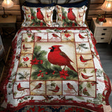 Set di Biancheria da Letto in 3 Pezzi Ispirato alla Natura con Cardinali