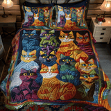 Set di Biancheria da Letto in 3 Pezzi con Gatto Fantasioso